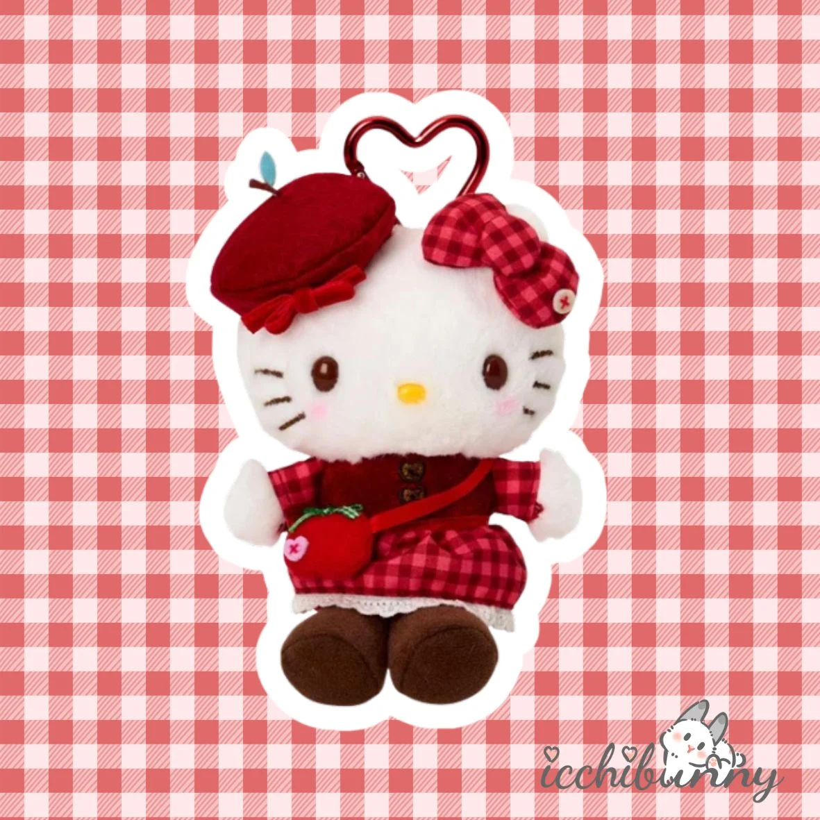 (1) Autumn Apple Hello Kitty Plush Keychain