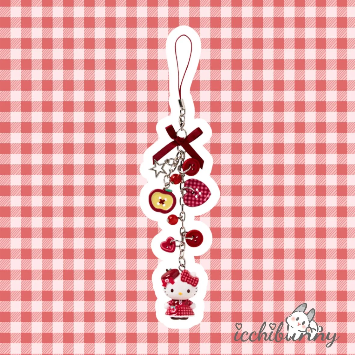 (10) Autumn Apple Hello Kitty Keychain