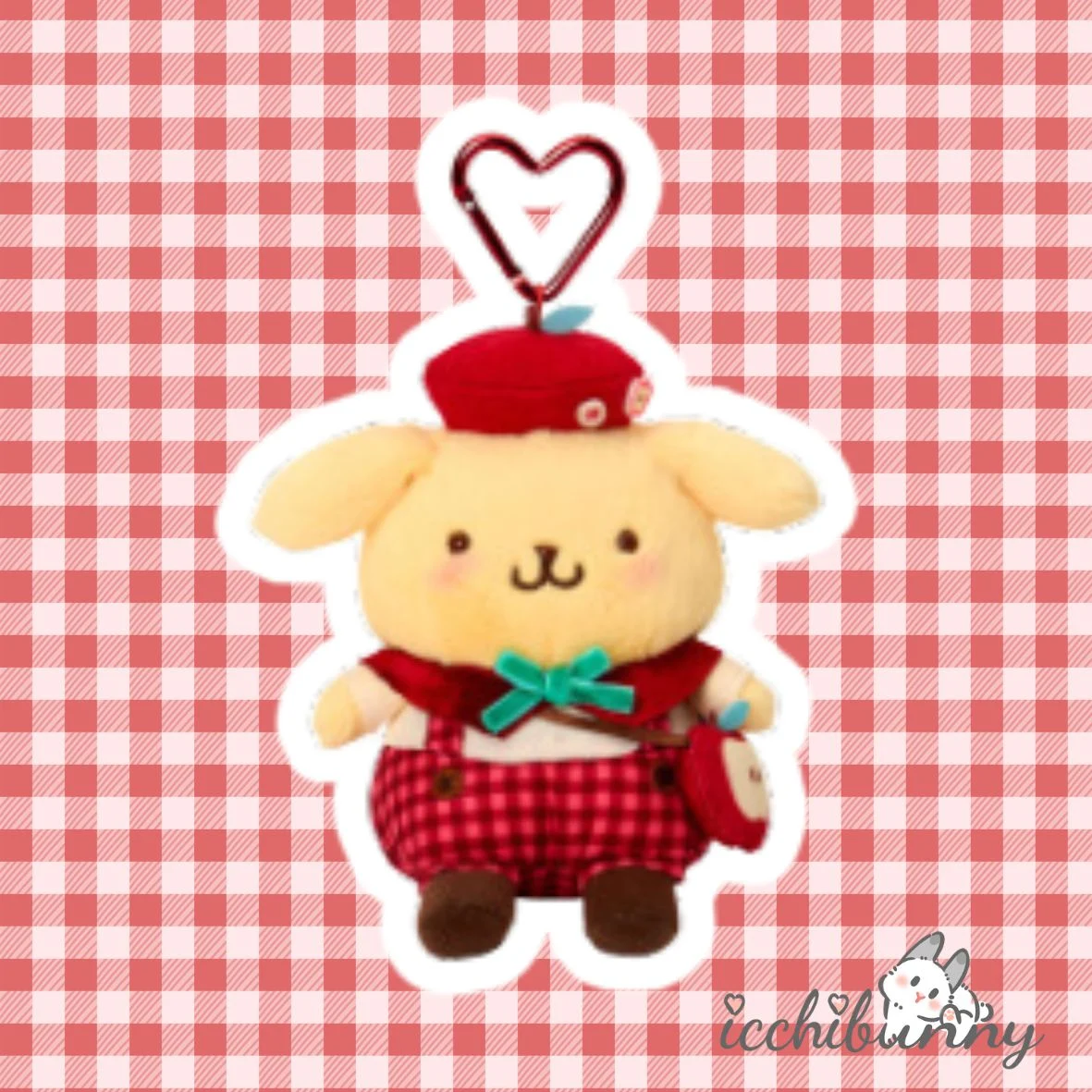 (6) Autumn Apple Pom Pom Purin Plush Keychain